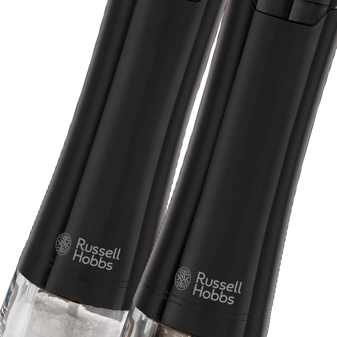 Russell Hobbs Salz und Pfeffer Mühle elektrisch [2er Set] Schwarz (Keramikmahlwerk für getrocknete G