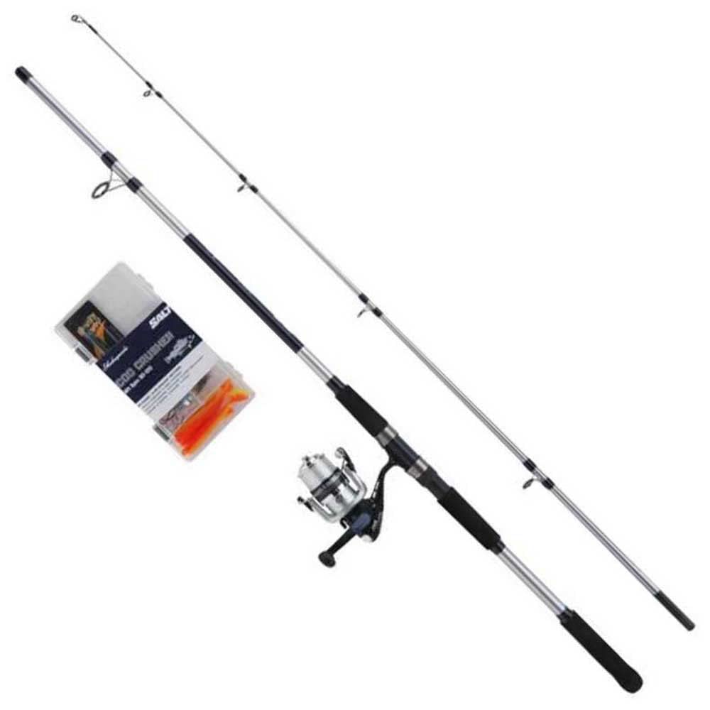 Shakespeare Salt Sea Fishing Combos, inklusive starker Graphitrolle, Fiberglasrute, Hartschalen-Ange