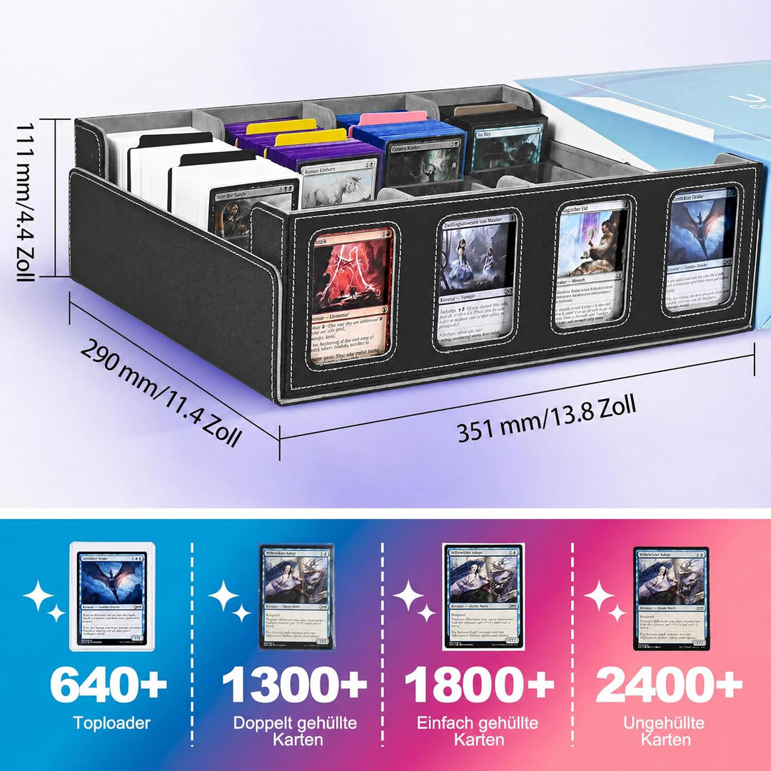 Trading Card Storage Box für Commander Display, 2400+ MTG Deck Box mit 4 Top Loader, TCG Card Case p
