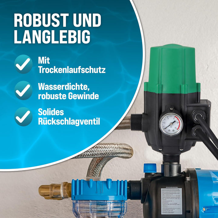 Monzana Pumpensteuerung Druckwächter Baranzeige Kabel 10 bar Pumpensteuerung Druckschalter auto. Ein