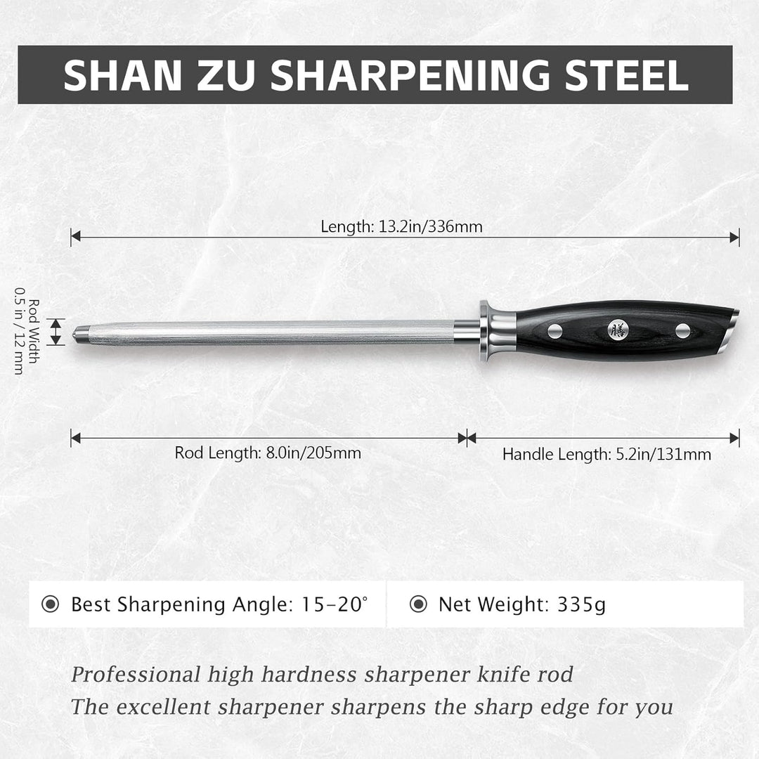 SHAN ZU Wetzstahl Messerschärfer Messer Stahl 20CM für Edelstahl Messer, Wetzstahl