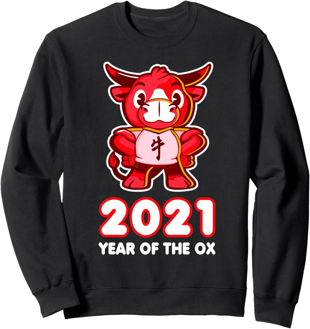 2021 Jahr des Ochsen - Frohes chinesisches Neujahrs-lustiges Sweatshirt