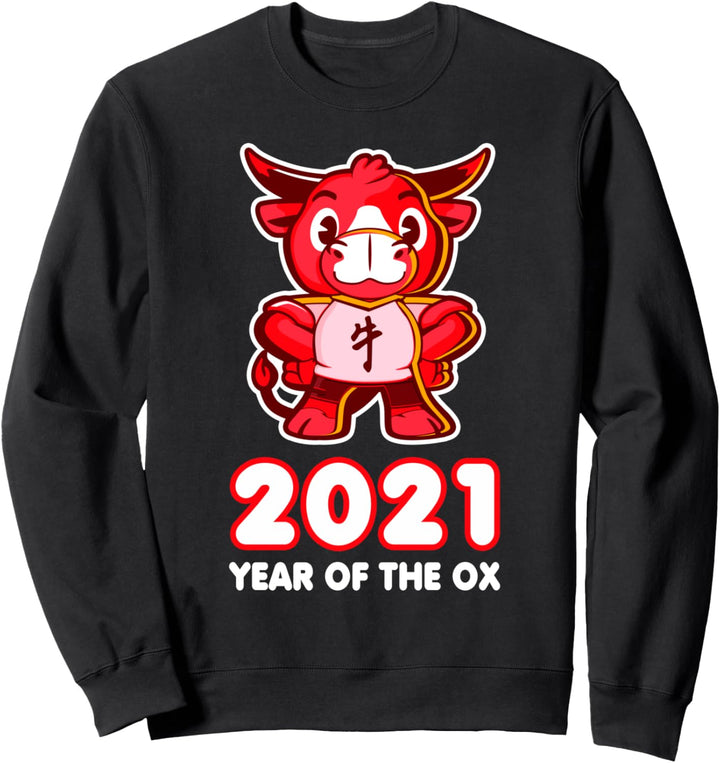 2021 Jahr des Ochsen - Frohes chinesisches Neujahrs-lustiges Sweatshirt