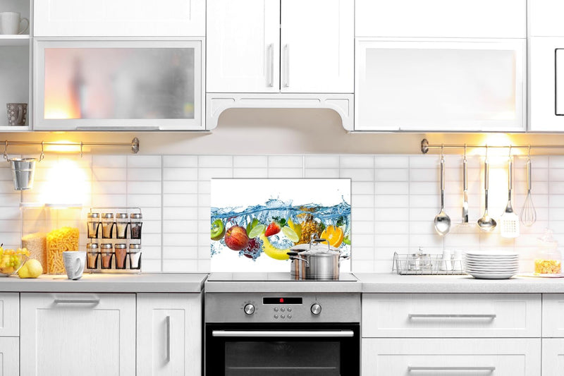 Queence | Küchen Spritzschutz Obst & Früchte 60x40x0,3 cm | Küchenrückwand | Alu-DiBond | Fliesensch