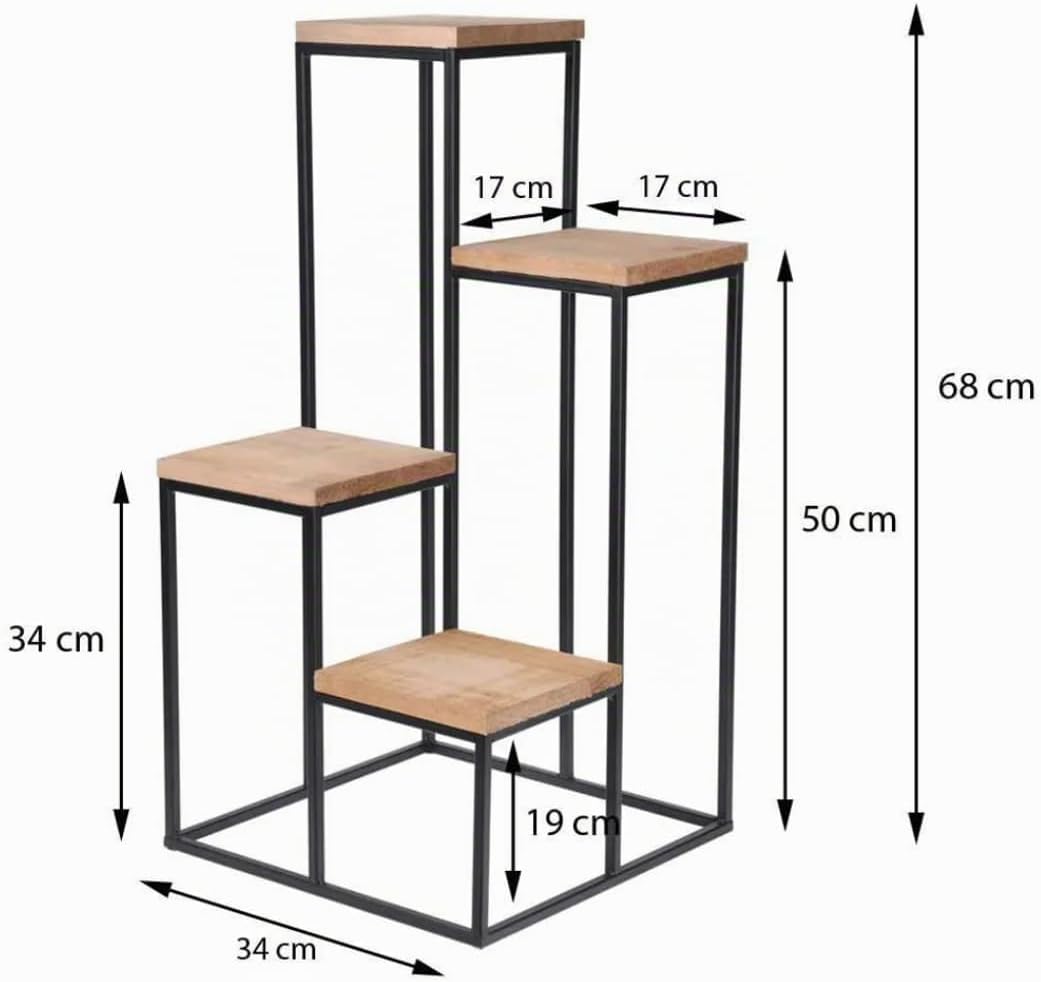 Pflanzentreppe mit 4 Ablagen 34x34xH67cm, Pflanzenregal Blumenregal Blumentreppe Blumenetagere Stand