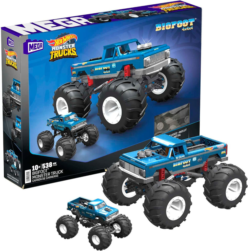 Mega Construx HHD20 - Hot Wheels Bigfoot Monster Truck Bauset mit 538 Teilen im Massstab 1:18, Konst