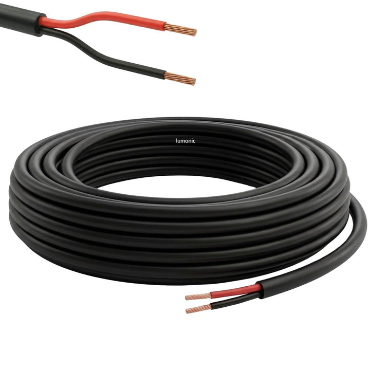Lumonic 2x 0,34mm² LED Steuerleitung schwarz 20m I ummanteltes 2 adriges Kabel flexibel I Geschirmte