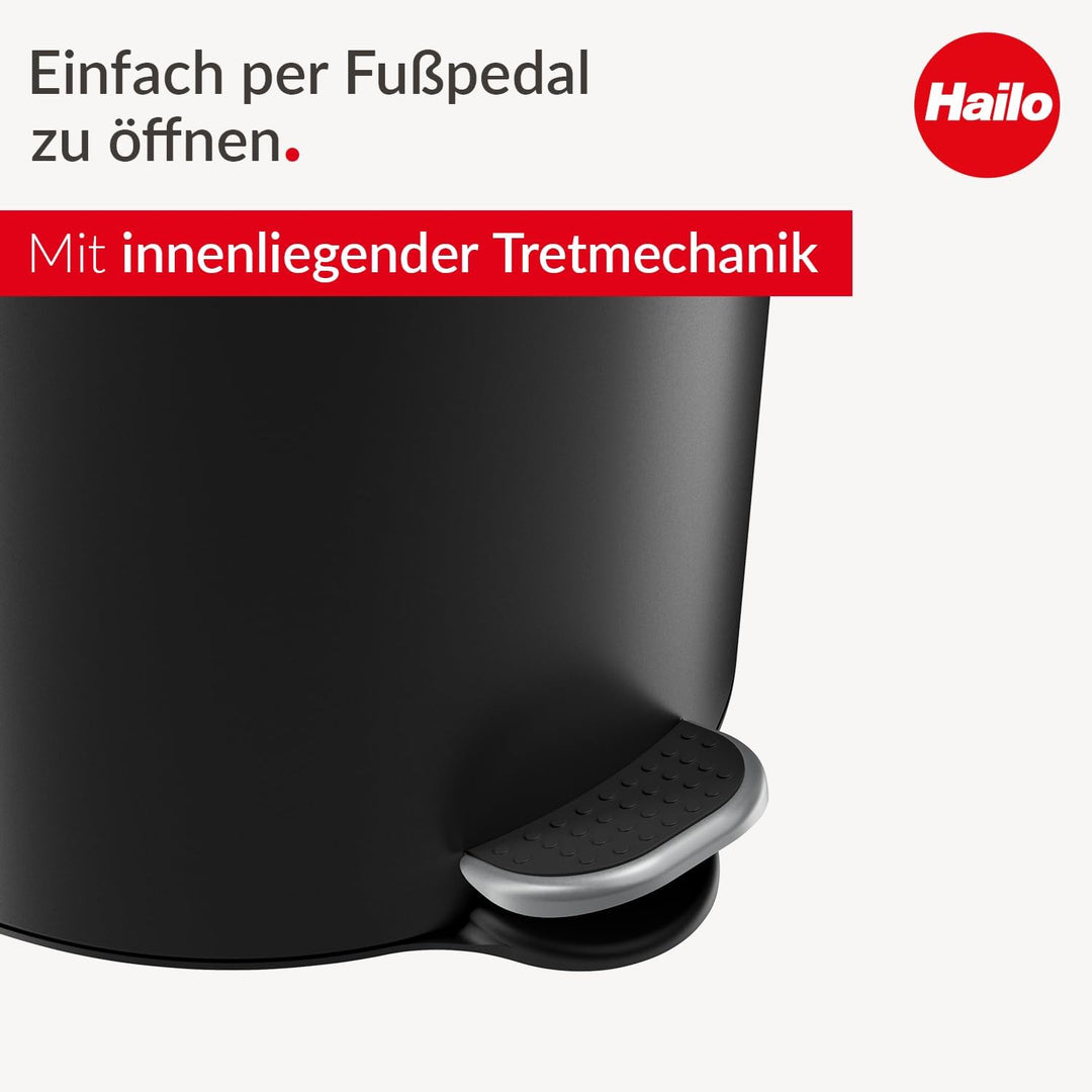 Hailo Selekta by runder Tretmülleimer mit Soft Close Deckel - 30L Fassungsvermögen - herausnehmbarer