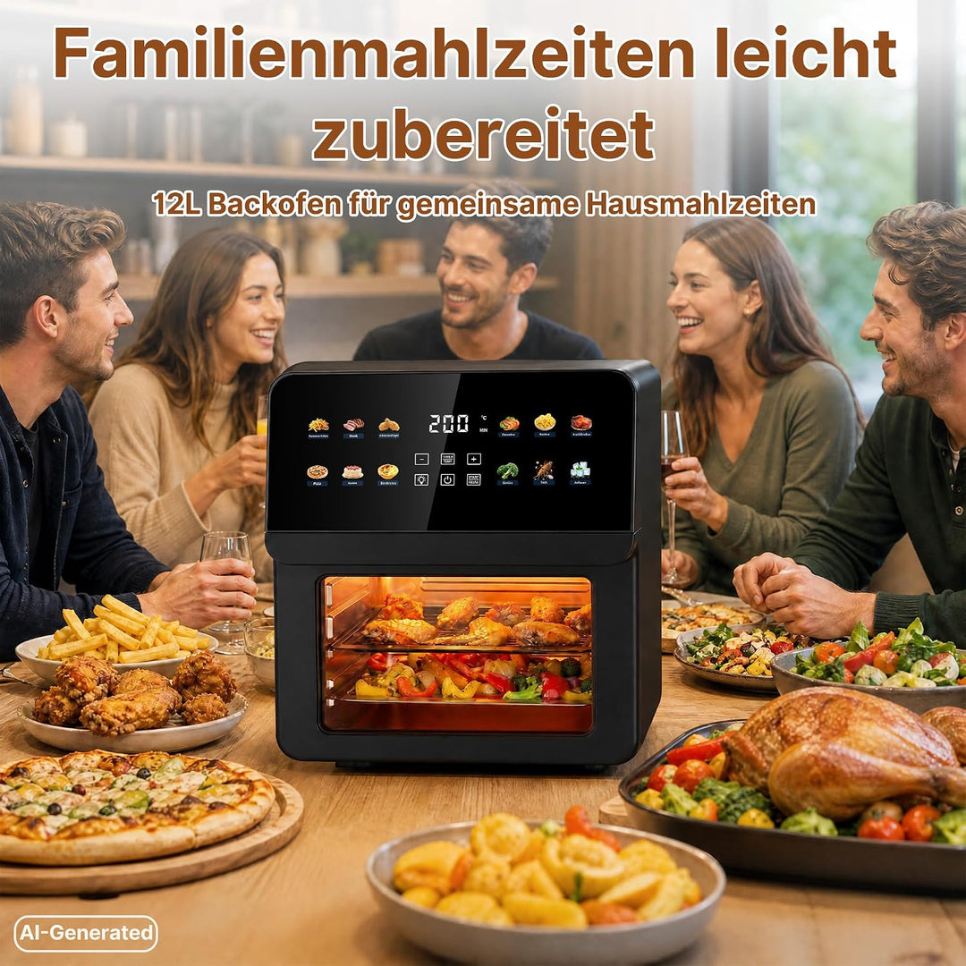 Heissluftfritteuse &amp; Mini-Backofen, 12-in-1, 1700 W, digital