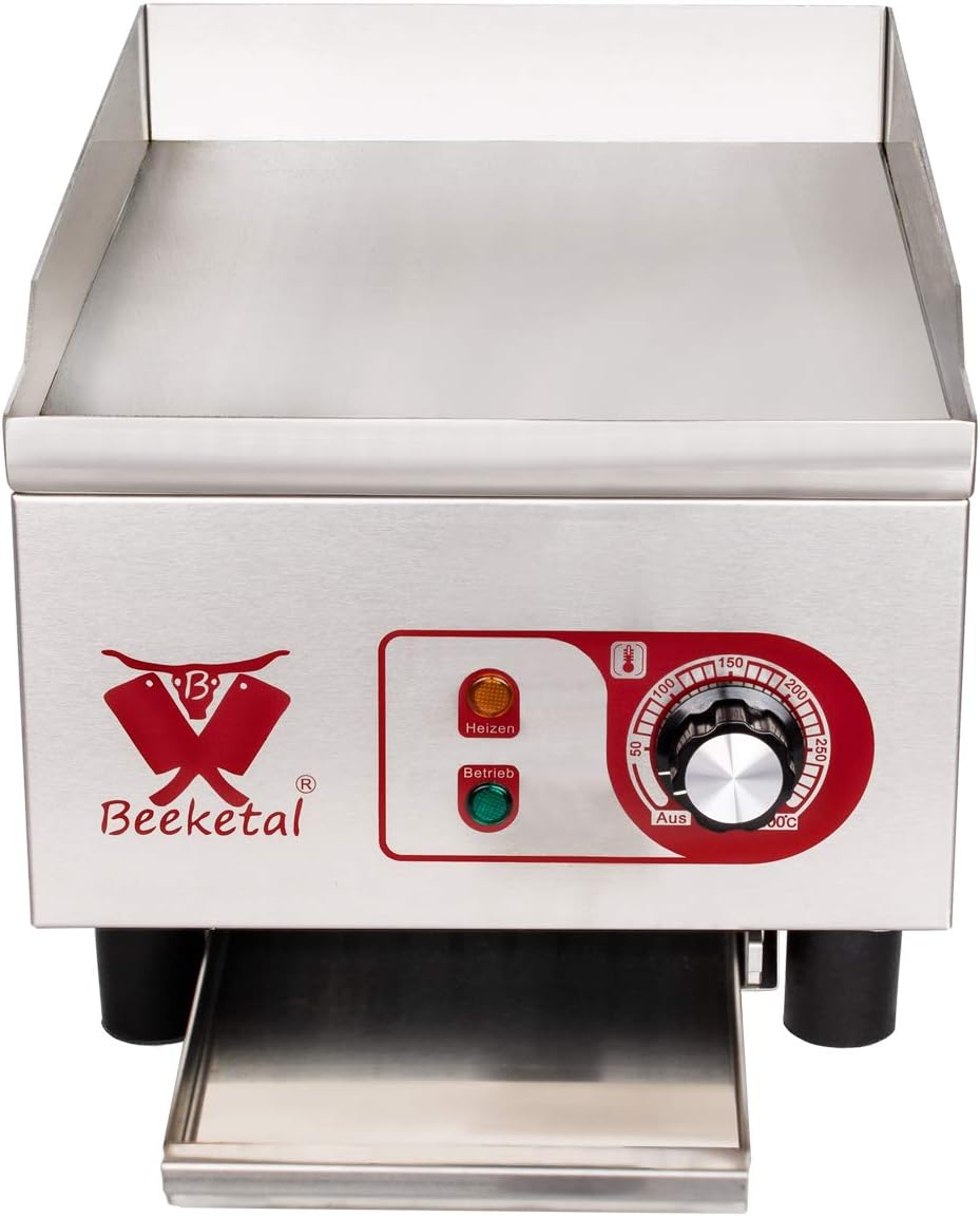 Beeketal 'BHGP-4' Profi Gastro Gusseisen Grillplatte elektrisch mit ca. 270 x 320 mm Grillfläche (gl