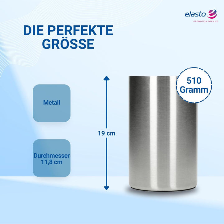 Weinzubehör 2er Set 'Chill & Style' - 1x Doppelwandiger Flaschenkühler aus Edelstahl Ø10cm - 1x Kühl