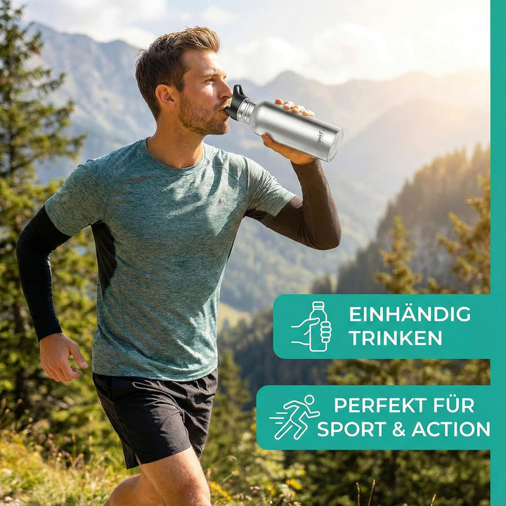 freigeist Trinkflasche Edelstahl einwandig mit Gratis Sportverschluss - Trinkflasche 1l | 750 | 500