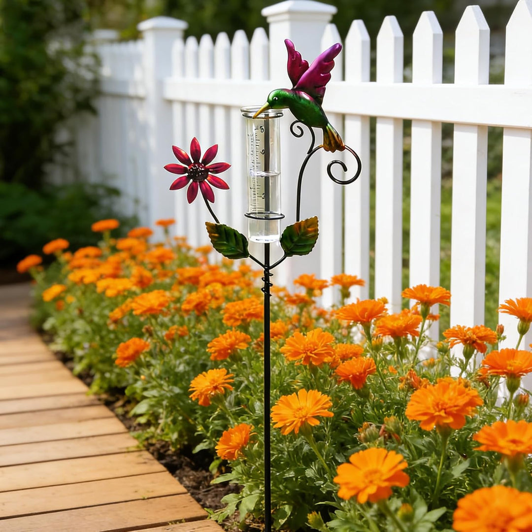 Regenmesser für Garten, Gartendeko Regenmesser Frostsicher, 119cm Gartenstecker Regenmesser, Nieders