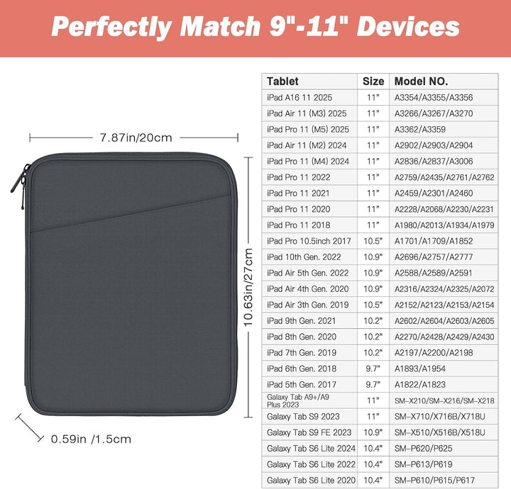MoKo 9-11" Tablet Tasche Hülle Kompatibel mit iPad Pro 11 M4 2024/11 Zoll iPad Air M2 2024/iPad 10th