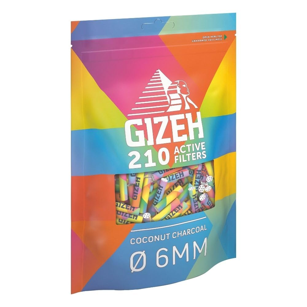 GIZEH RAINBOW Active Filter – Aktivkohlefilter 6 mm Durchmesser im 210er Pack – Aktivkohlefilter sli