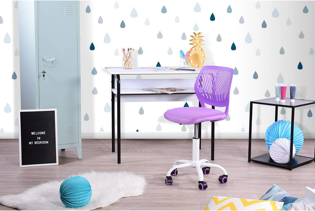 Homy Casa 2er Set Lila Schreibtischstuhl Verstellbarer Drehstuhl Bürostuhl Stoffsitz Ergonomischer A