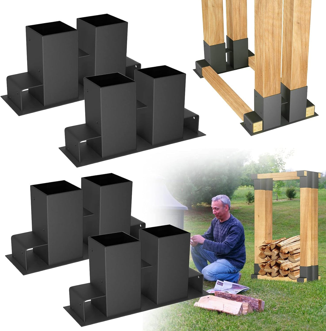 Yznahre Holzstapelhilfe 4er Set, stabile Holz Stapelhilfe,Einfach zu installieren Brennholz Stapelhi