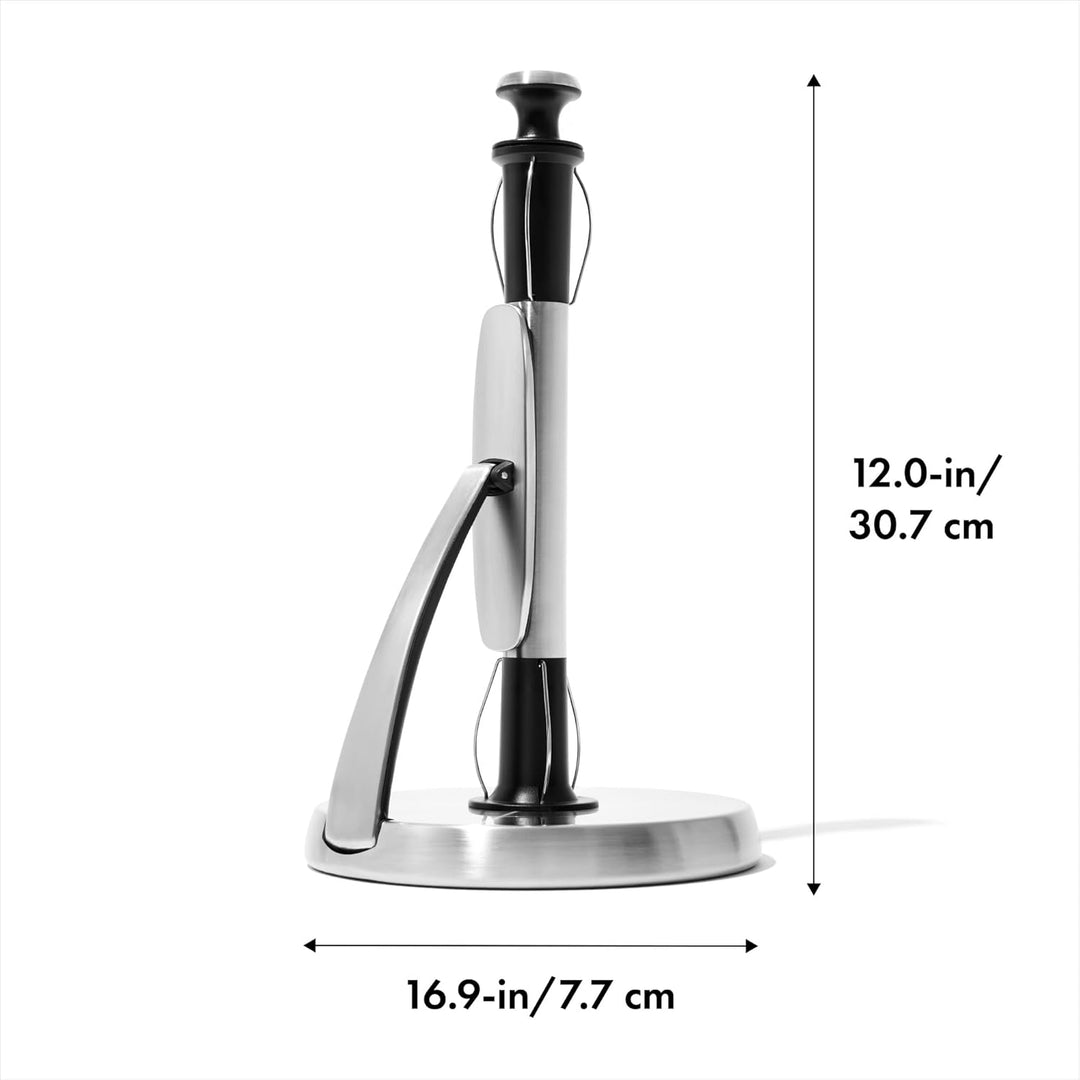 OXO Good Grips Küchenrollenhalter SimplyTear aus Edelstahl Paper Towel Holder Single, Paper Towel Ho