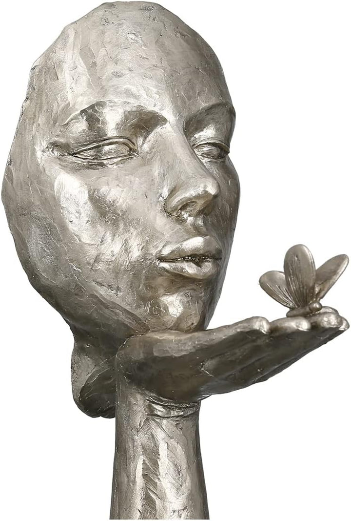 Casablanca Skulptur Figur Frau mit Schmetterling - Desire - antik-silberfarben - Höhe 34 cm - mit Sp