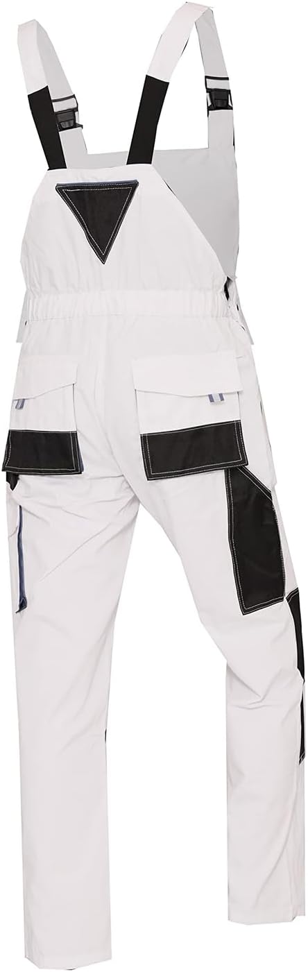 WORK IDEA Herren-Arbeitslatzhose mit Oxford-Knietaschen; strapazierfähige Leinwand Weiss S, Weiss S