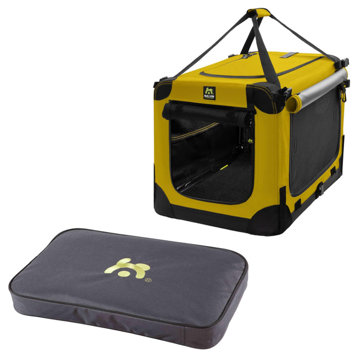 Maelson Soft Kennel Safran Gelb 52 cm + Lounge Mat - Transportbox mit Matratze für Hunde, 52 cm