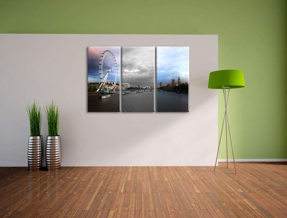 Eindruckvolles London Eye Riesenrad schwarz/weiss 3-Teiler Leinwandbild 120x80 Bild auf Leinwand, XX
