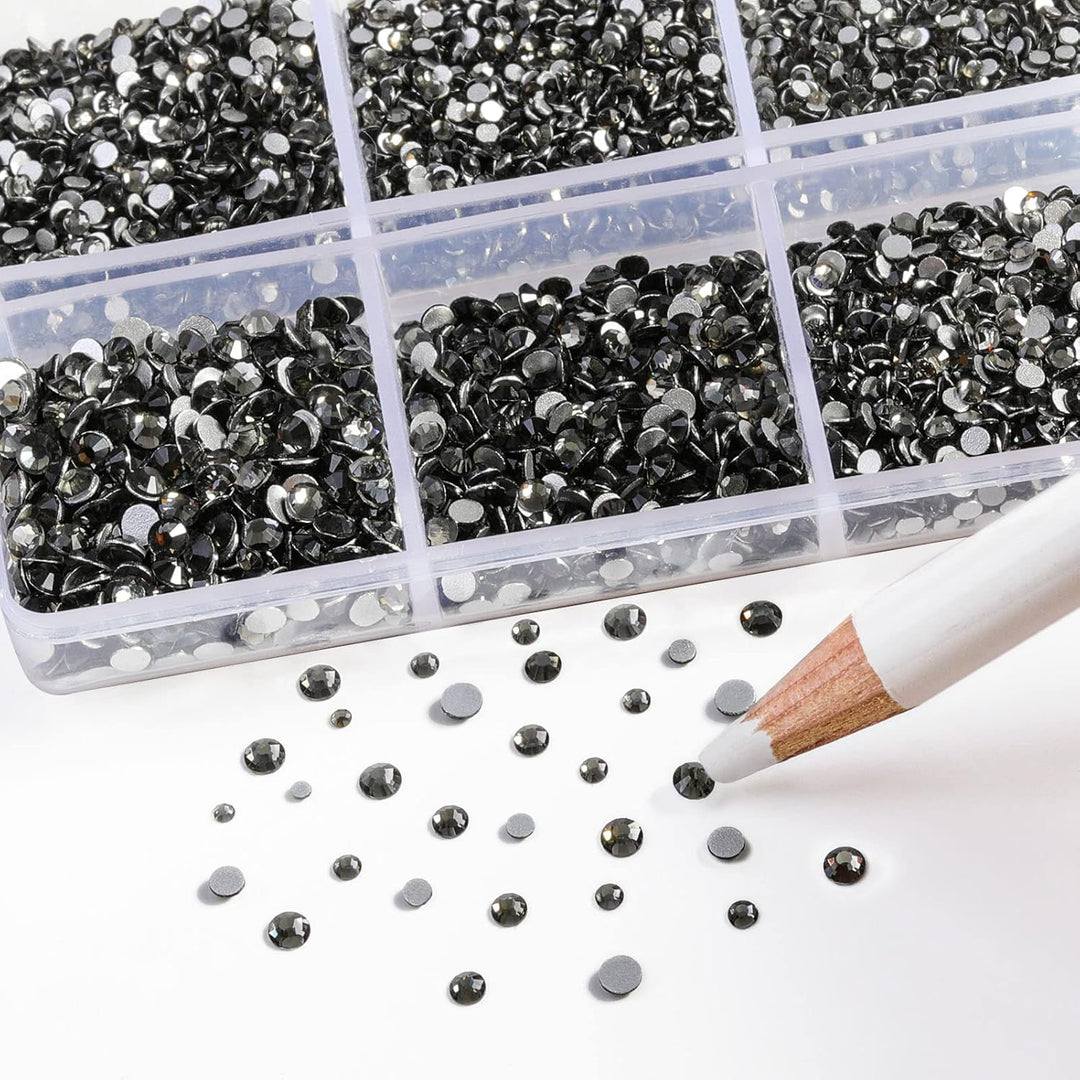 Beadsland 7200pcs Flatback Strasssteine für Nagel,Graue Strasssteine Kristall Runde Edelsteine für K