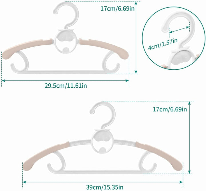 Spesh 20 Stücke Kinderkleiderbügel 29-40cm Verstellbare Baby Kleiderbügel mit Stapelbaren Haken Ruts