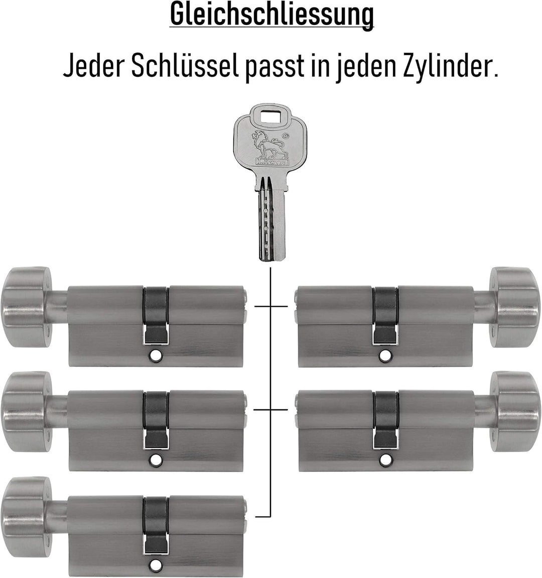 Gleichschliessende Schliesszylinder 80 mm (40/40 mm) inkl. 3 Schlüssel pro Zylinder (Zylinderanzahl