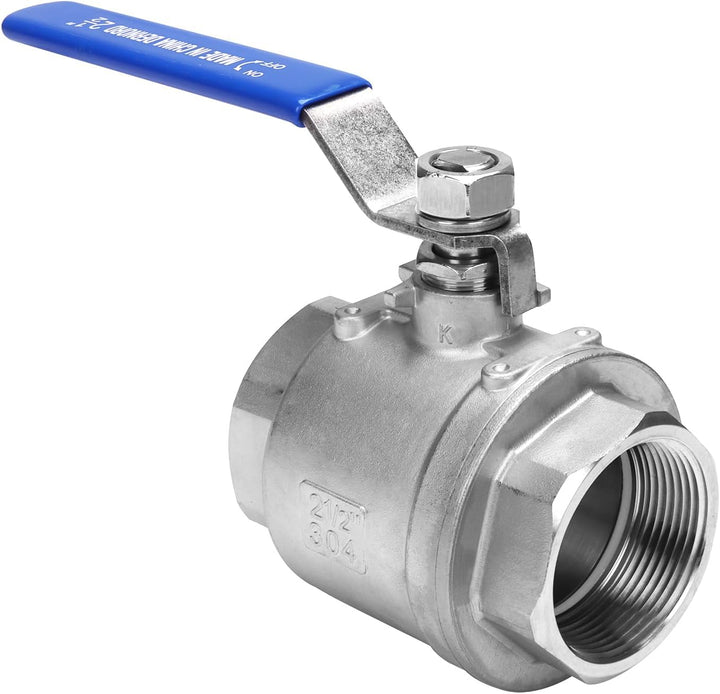 DERNORD Vollanschluss-Kugelhahn Edelstahl 304 Heavy Duty für Wasser, Öl und Gas mit blauen Verriegel