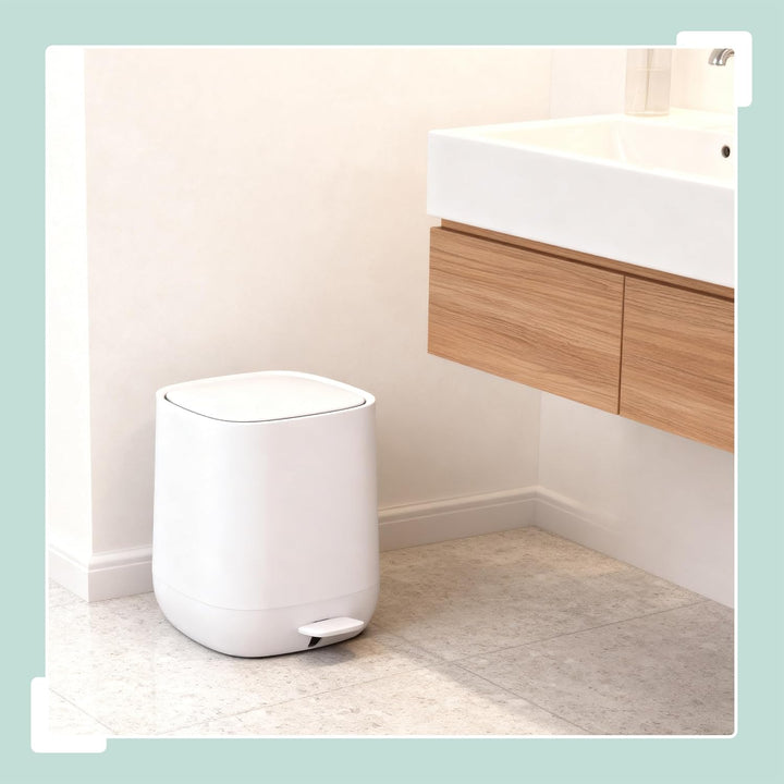 Relaxdays Mülleimer Bad, 5 l, Kosmetikeimer mit Soft-Close, Matte Optik, entnehmbarer Inneneimer, Tr