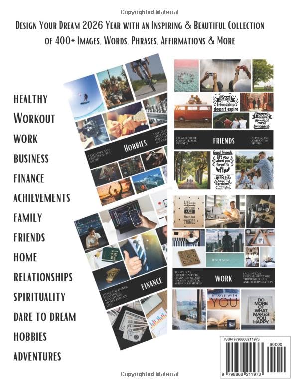 Vision Board Clip Art Book For Men: Create Motivational & Powerful Vision Board From 400+ Supplies (