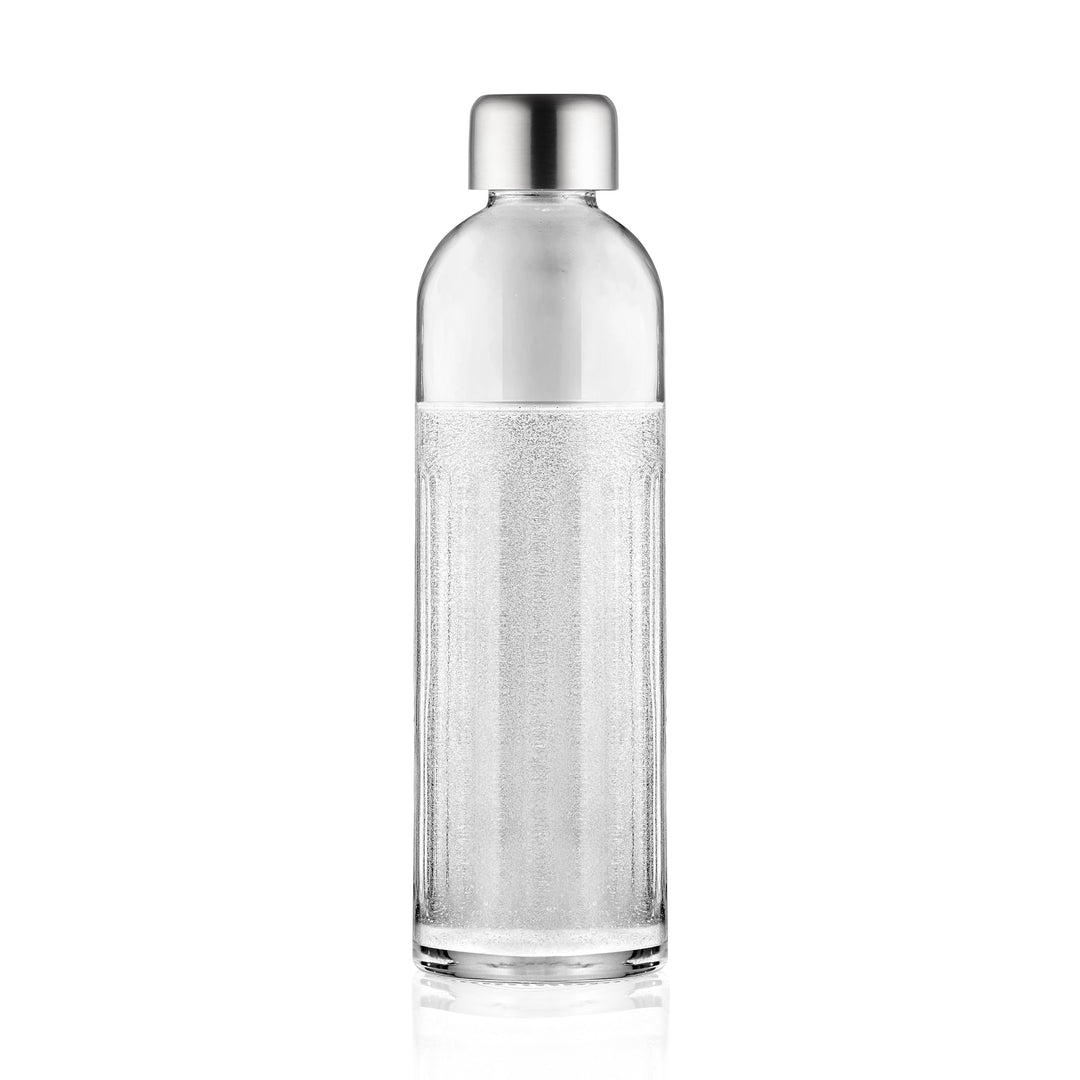 bubliq Glasflasche 1l – spülmaschinenfest, kompatibel mit bubliq Glass Carbonator, mit Edelstahldeck
