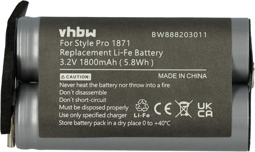 vhbw Akku kompatibel mit Moser 1871-0071 Haarschneidemaschine (1800 mAh, 3,2 V, LiFePO4)
