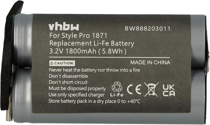 vhbw Akku kompatibel mit Moser 1871-0071 Haarschneidemaschine (1800 mAh, 3,2 V, LiFePO4)