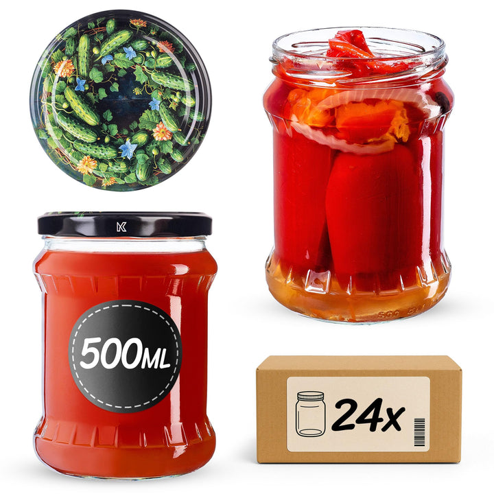 KADAX Einmachgläser 500ml TO82, Sturzgläser Mason Jar mit Schraubdeckel, Luftdichte Twist-off Gläser