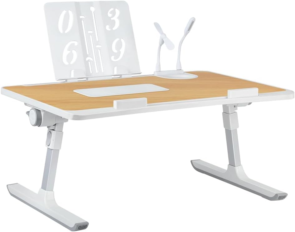 LANTUS Laptop-Ständer fürs Bett, Betttisch mit Laptop-Kühler, Halterung für Tablet, Schublade, höhen