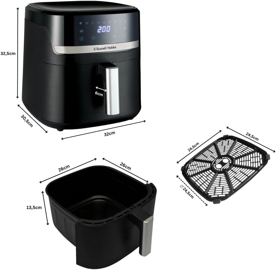 Russell Hobbs Heissluftfritteuse XXL 8,3L Rapid AirFryer [kompaktes Gehäuse, 9 Programme] SatisFry (