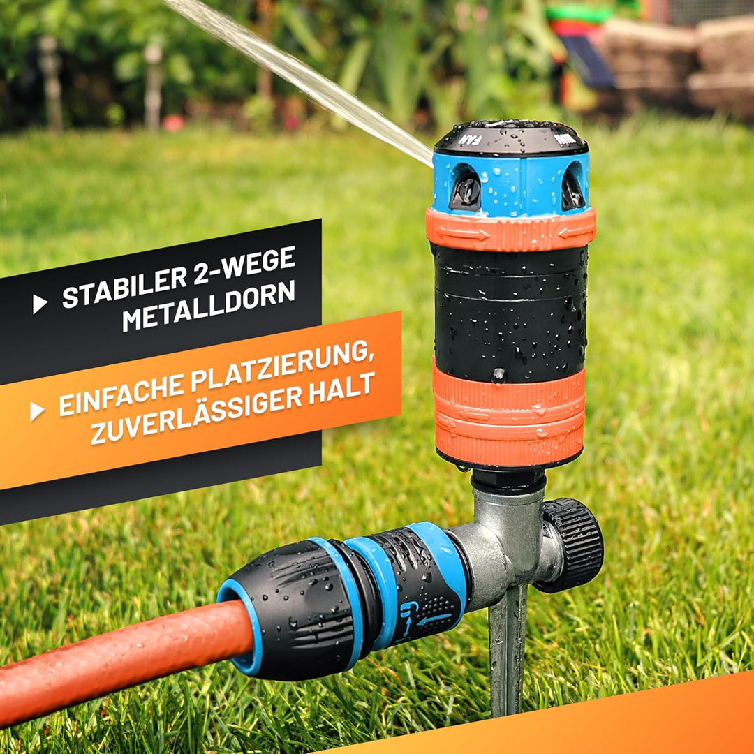 GRÜNTEK 4-facher Multifunktions-Kreisregner bis 452 qm. Grossflächiger Sprinkler Rasensprenger mit S