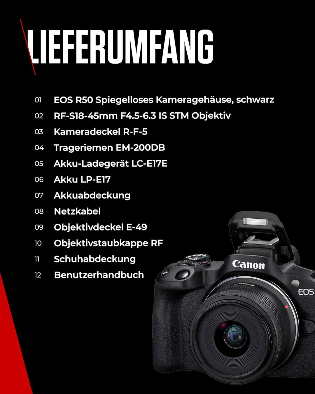 Canon EOS R50 Systemkamera + RF-S 18-45 is STM Objektiv - Spiegellose Kamera (Digitalkamera mit Auto