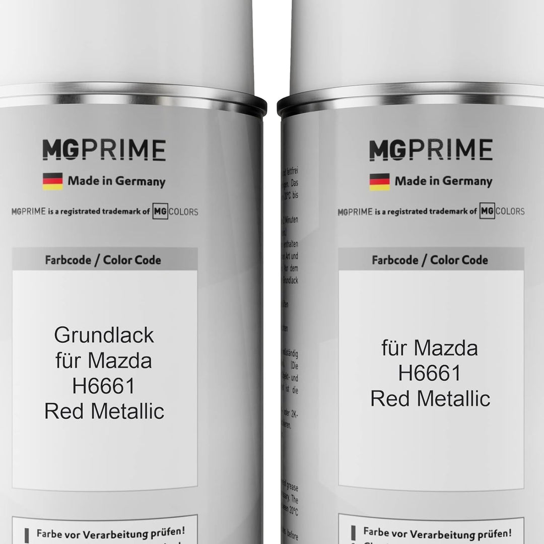 MG PRIME Autolack Sprühdosen Set für Mazda H6661 Red Metallic Grundlack Basislack Klarlack Spraydose