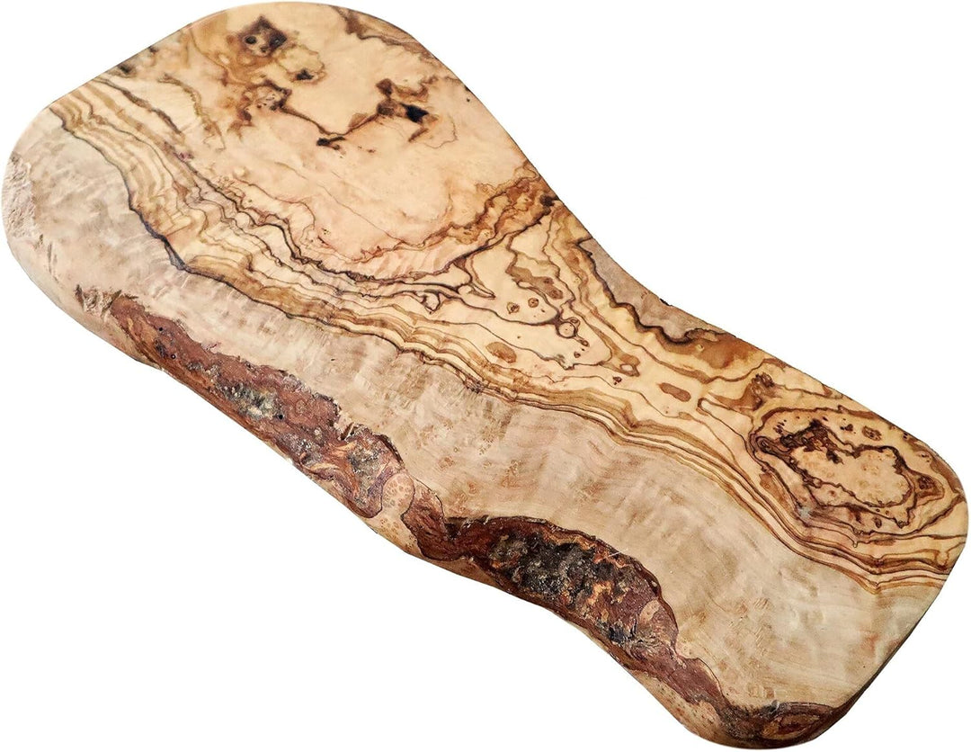 NATUREHOME Unikat aus Olivenholz: Rustikale ovale Astscheibe ca. 30cm nachhaltiges Servierbrett 30 c