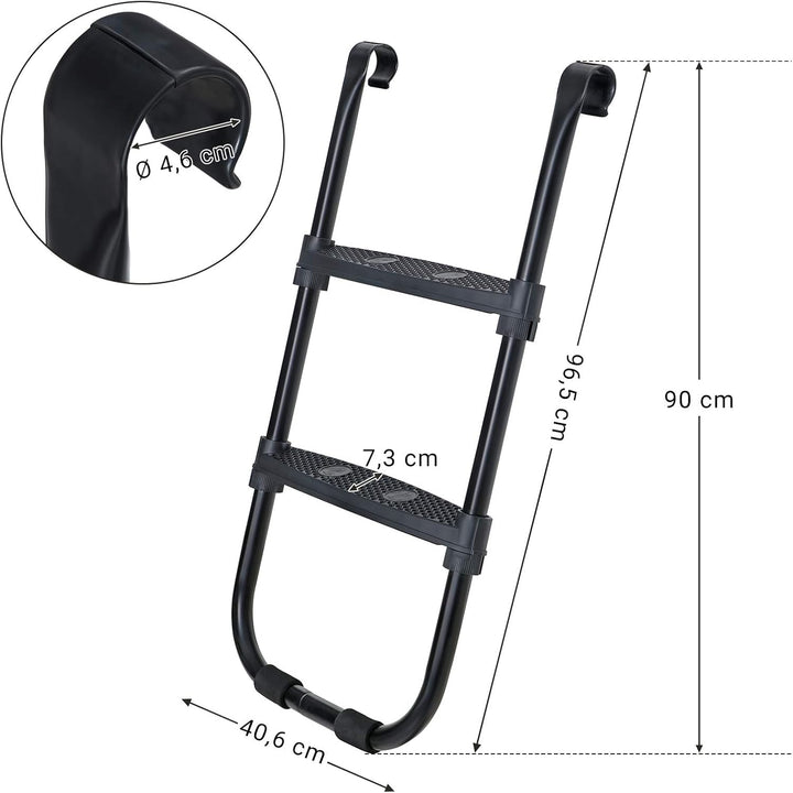 SONGMICS Trampolinleiter, rutschfeste Leiter für Trampoline, mit Metallgestell und Breiten Stufen, s