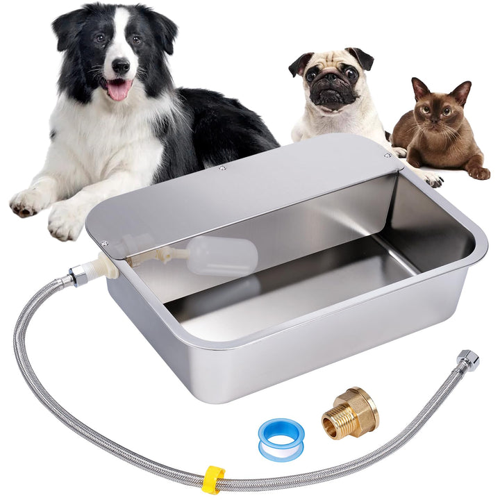 Hundebecken Automatischer Hundewasserspender,11 Liter Outdoor Dog Watere Edelstahl-Wassernapf für gr