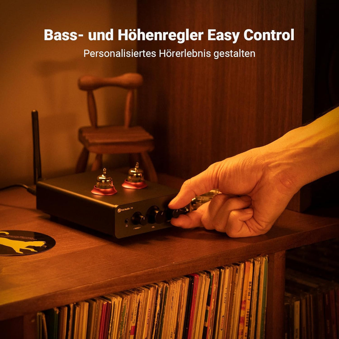 Fosi Audio P3 Hi-Fi Röhren Vorverstärker, Home Audio Mini Röhrenverstärker & Kopfhörerverstärker, Bl
