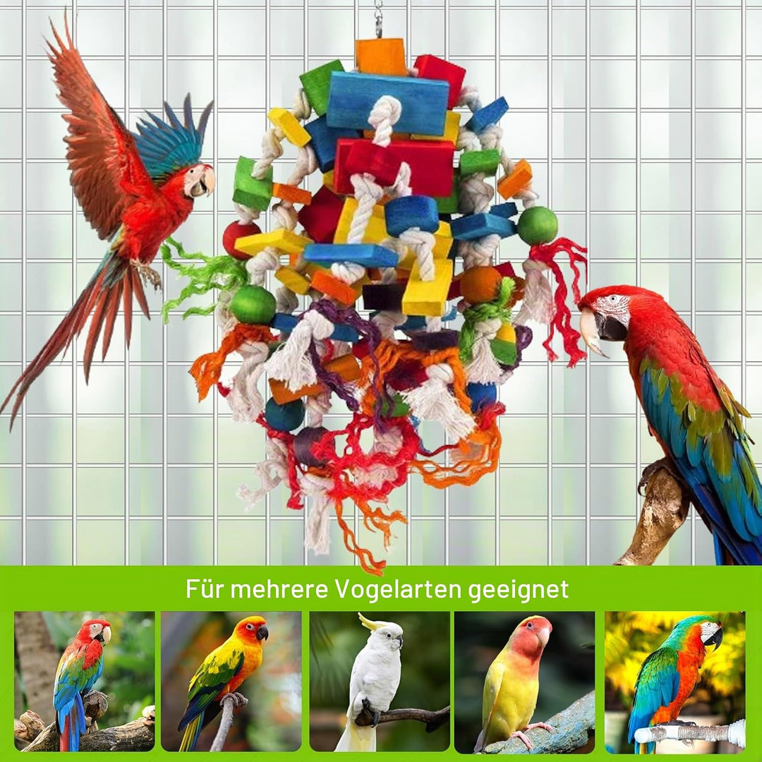 MQUPIN Grosses Papagei Spielzeug Vogelspielzeug,Stark Kauendes Spielzeug Für Papagei100% Natürliche