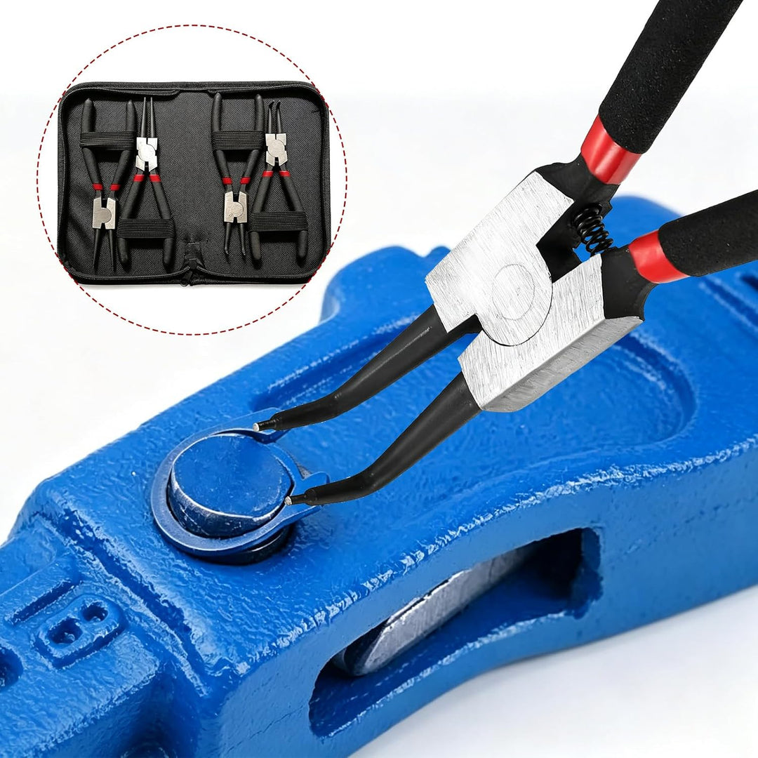 4 Stück Sprengringzangen Set, Sicherungsringzangen, Gerade interne und externe Sprengringzangen, See