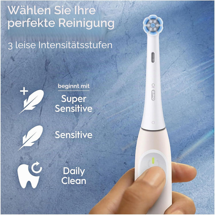 Oral-B iO 2 elektrische Zahnbürste, Hellrosa, für Erwachsene, 3 Reinigungsmodi, sanft für das Zahnfl