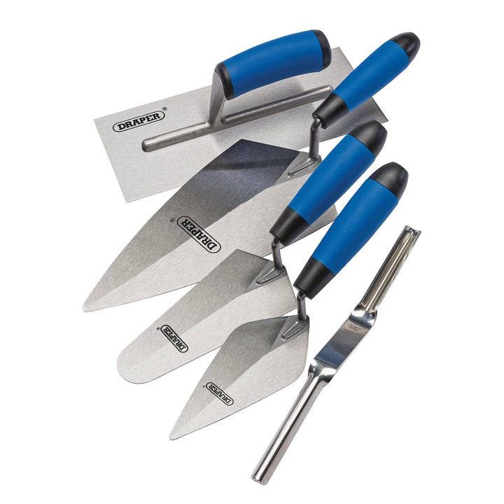 Draper 70372 Soft Grip Trowel Set, 5 Piece, Silver and Blue, One Size Einzelbett, Einzelbett