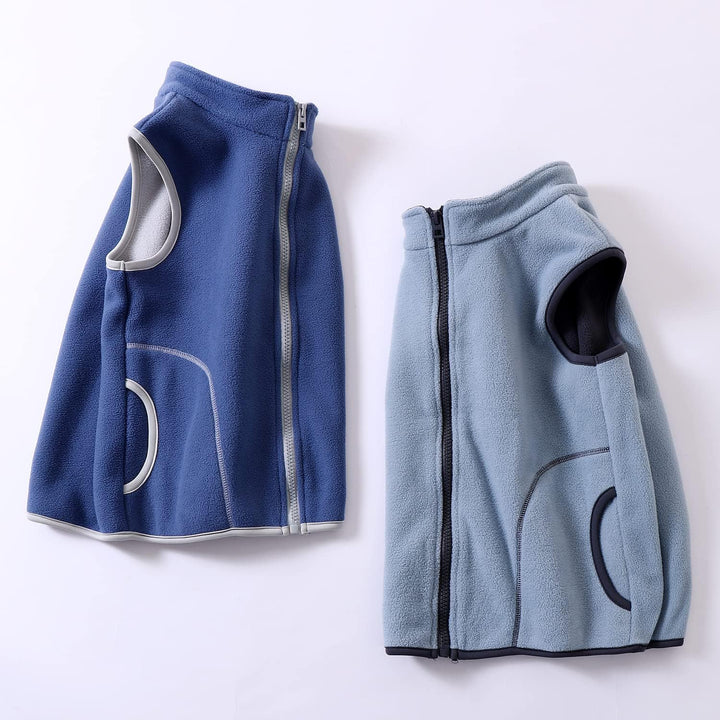 ANIMQUE Kinder Jungen Mädchen Fleeceweste Stehkragen Reissverschluss Doppellagiges Polar Fleece West